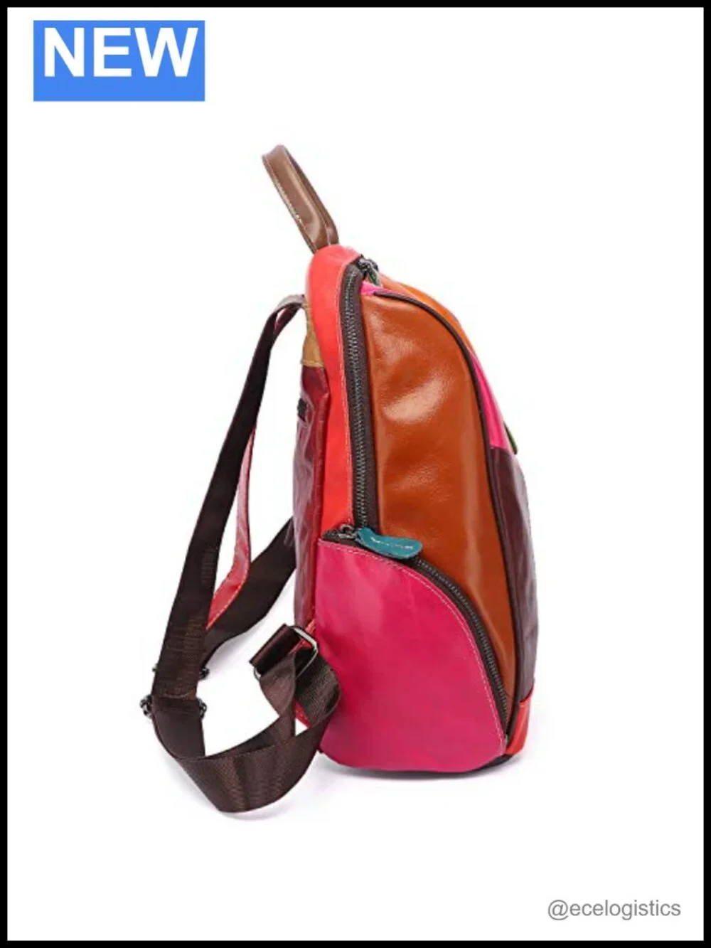 Genuine Leather Patchwork Backpack Women Travel Daypack Bohemian